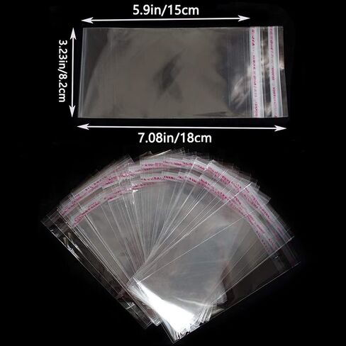 100 قطعة من حصالة الكيك أكياس شفافة آمنة للطعام لاصقة ذاتية الغلق وقابلة للإغلاق أكياس بلاستيكية شفافة (الصندوق غير متضمن) in Kuwait