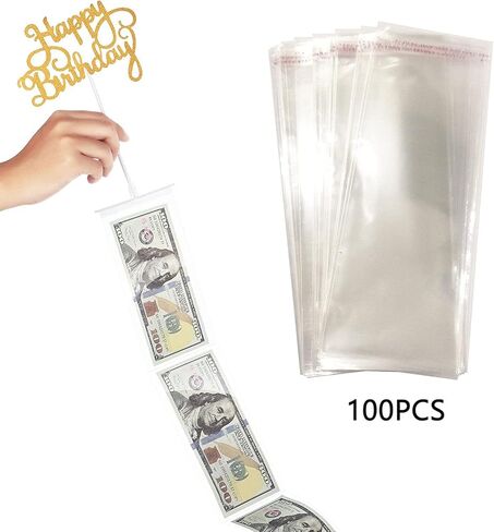 100 قطعة من حصالة الكيك أكياس شفافة آمنة للطعام لاصقة ذاتية الغلق وقابلة للإغلاق أكياس بلاستيكية شفافة (الصندوق غير متضمن) in Kuwait