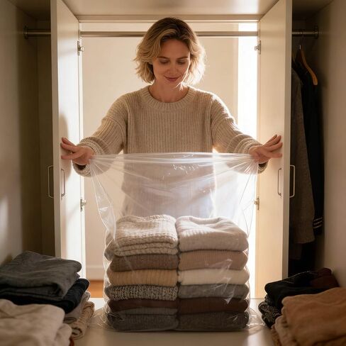 Jumbo Plastic Bags 59 x 71 Inch Large Clear Storage Bags Great for Moisture proof, Dust proof, Luggage, Suitcase, Kids Bike, Blanket, Big Plush Toys, Seasonal Items Storage and More (10 Pack) in Kuwait