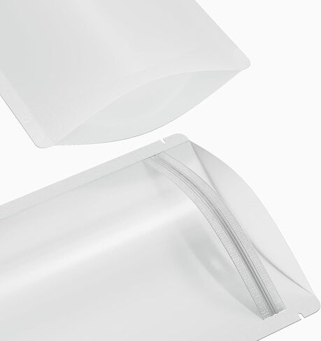 QQ Studio Pack of 100 Translucent Front Matte White Poly Plastic Resealable Bags (3.3oz (5" x 7"), White Stand-Up Pouch) in Kuwait