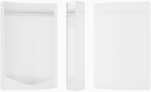 QQ Studio Pack of 100 Translucent Front Matte White Poly Plastic Resealable Bags (3.3oz (5" x 7"), White Stand-Up Pouch) in Kuwait
