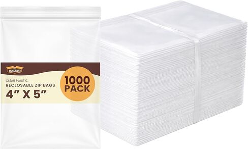 أكياس The Boxery مقاس 4 × 5 بوصة بسمك 2 مل من البلاستيك الشفاف القابل لإعادة الإغلاق (1000 عبوة) أكياس بولي قوية ومتينة مع سحاب قابل للإغلاق، والتخزين، والمجوهرات، والخرز، والحرف اليدوية، وحقائب التعبئة والشحن in Kuwait