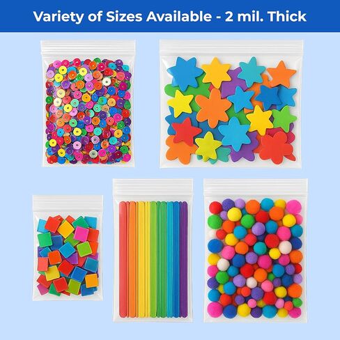 أكياس The Boxery مقاس 4 × 5 بوصة بسمك 2 مل من البلاستيك الشفاف القابل لإعادة الإغلاق (1000 عبوة) أكياس بولي قوية ومتينة مع سحاب قابل للإغلاق، والتخزين، والمجوهرات، والخرز، والحرف اليدوية، وحقائب التعبئة والشحن in Kuwait