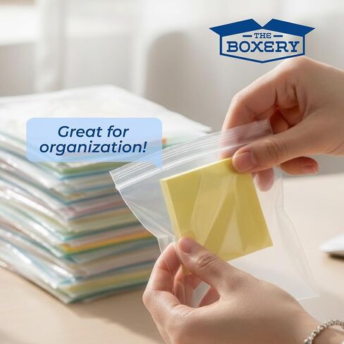 أكياس The Boxery مقاس 4 × 5 بوصة بسمك 2 مل من البلاستيك الشفاف القابل لإعادة الإغلاق (1000 عبوة) أكياس بولي قوية ومتينة مع سحاب قابل للإغلاق، والتخزين، والمجوهرات، والخرز، والحرف اليدوية، وحقائب التعبئة والشحن in Kuwait