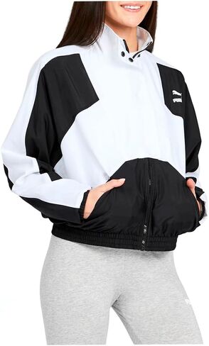 PUMA Womens Tailored For Sport Woven Athletic Outerwear Casual - Black, White in Saudi Arabia