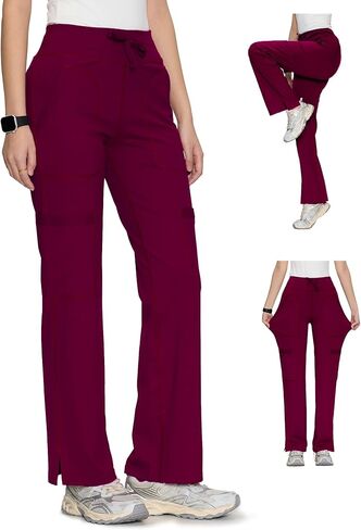 COZYFIT Yoga Scrub Pants for Women Soft Stretch Mid Rise Straight Leg Cargo Bottom with Drawstring,5 Pockets in Saudi Arabia