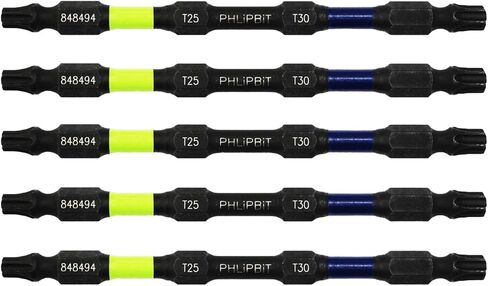 مدار - T25+T30 ، الهندسة المعدلة ، 4 بوصة ، 5pk. Double End+Double Duty ، 1/4 "Impact Bit ، USA-IRPB4ot25T30-5 ، (محركات الجير/البحرية #25+ #30 Torx/Star) يناسب" Ult "Multi S/Driver in Kuwait
