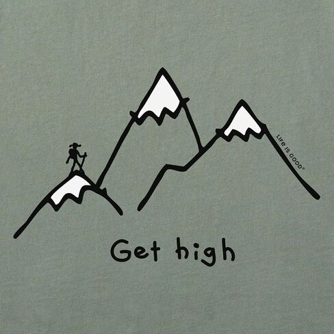 Life is Good. Men's Get High Hiker Long Sleeve Crusher Tee, Moss Green in Saudi Arabia
