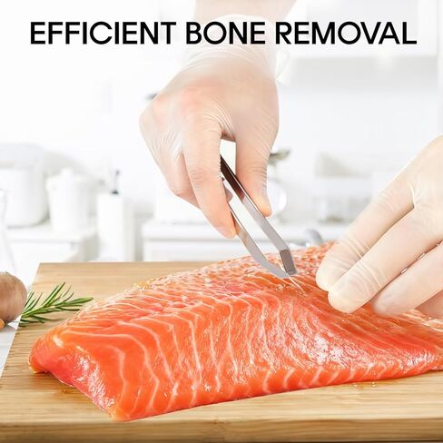 Fish Bone Tweezers Set, 4.6" Stainless Steel Remover for Salmon & Sushi Prep-4-Piece (2 Flat + 2 Slant) Pin Bone Pliers, Precision Seafood Deboning Tool for Home & Pro Chefs in Saudi Arabia