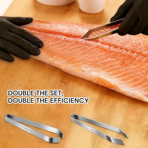Fish Bone Tweezers Set, 4.6" Stainless Steel Remover for Salmon & Sushi Prep-4-Piece (2 Flat + 2 Slant) Pin Bone Pliers, Precision Seafood Deboning Tool for Home & Pro Chefs in Saudi Arabia