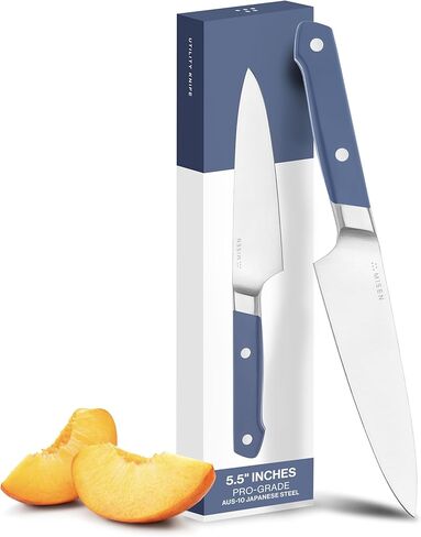 Misen 5.5" Utility Knife – High Carbon Japanese AUS-10 Stainless Steel – Hybrid German & Japanese Blade – Precision Kitchen Knife for Professionals & Home Cooks – Ultimate Cutting Performance - Blue in Saudi Arabia
