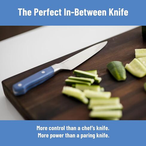 Misen 5.5" Utility Knife – High Carbon Japanese AUS-10 Stainless Steel – Hybrid German & Japanese Blade – Precision Kitchen Knife for Professionals & Home Cooks – Ultimate Cutting Performance - Blue in Saudi Arabia