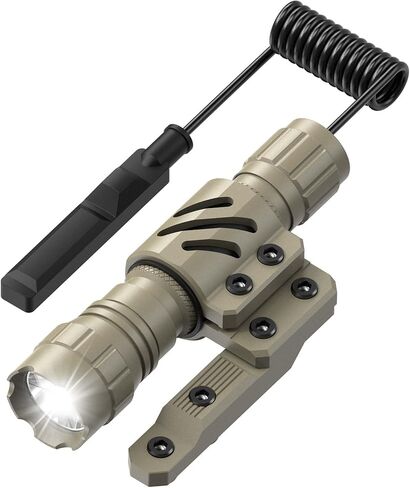 Feyachi Tactical Flashlight ، 1200 Lumens Small Fludight ، مع مفتاح Mount Mounting & Pressure ، نطاق حزمة 200 متر ، وقت تشغيل 4H ، مقاوم للطول ومقاوم للصدمات في الهواء الطلق والبحث والإنقاذ in Kuwait