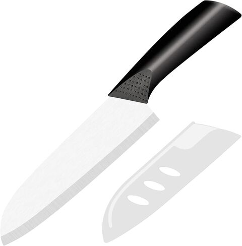 Ceramic Knife - 7 inch Chef's Santoku Knife - Sharp Ceramic Kitchen Knife with Sheath Cover in Saudi Arabia