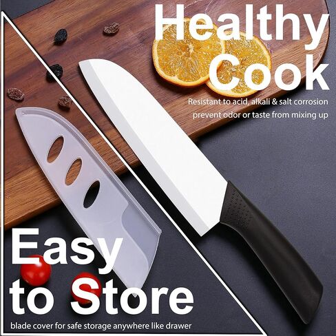 Ceramic Knife - 7 inch Chef's Santoku Knife - Sharp Ceramic Kitchen Knife with Sheath Cover in Saudi Arabia