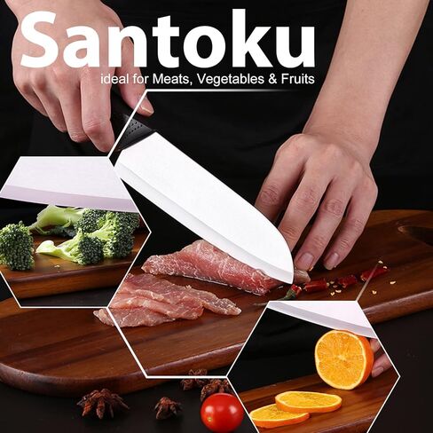 Ceramic Knife - 7 inch Chef's Santoku Knife - Sharp Ceramic Kitchen Knife with Sheath Cover in Saudi Arabia