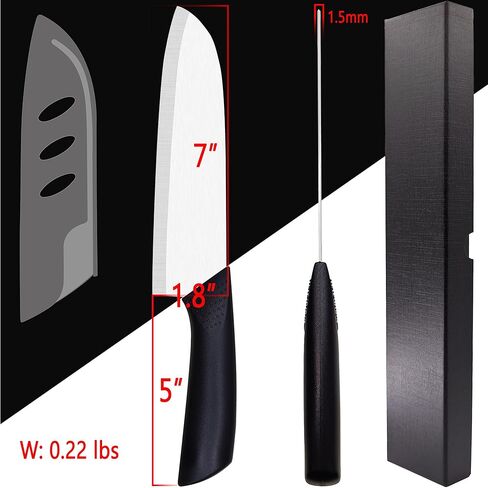 Ceramic Knife - 7 inch Chef's Santoku Knife - Sharp Ceramic Kitchen Knife with Sheath Cover in Saudi Arabia