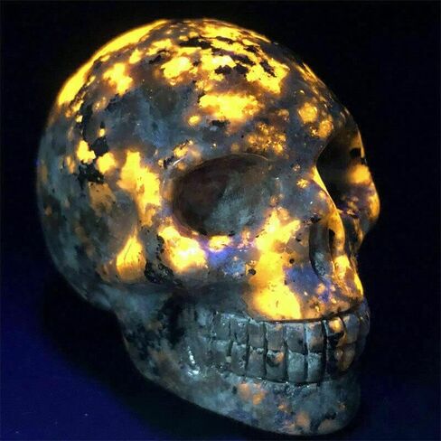 TEAMWILL 2" Natural flame's Stone Quartz Skull Crystal Hand Carved Healing 1pc in Saudi Arabia