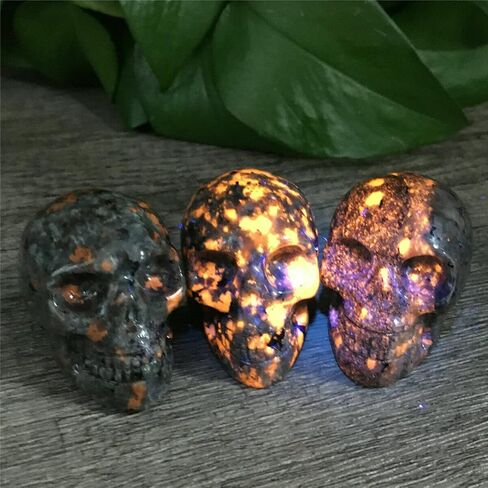 TEAMWILL 2" Natural flame's Stone Quartz Skull Crystal Hand Carved Healing 1pc in Saudi Arabia