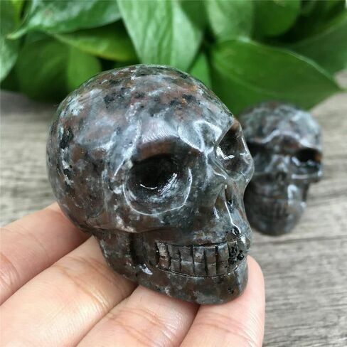 TEAMWILL 2" Natural flame's Stone Quartz Skull Crystal Hand Carved Healing 1pc in Saudi Arabia