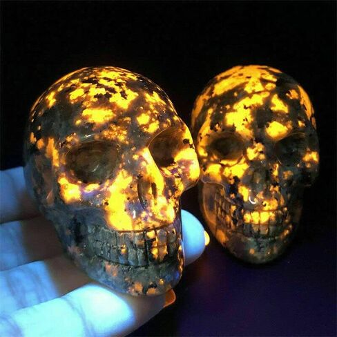 TEAMWILL 2" Natural flame's Stone Quartz Skull Crystal Hand Carved Healing 1pc in Saudi Arabia