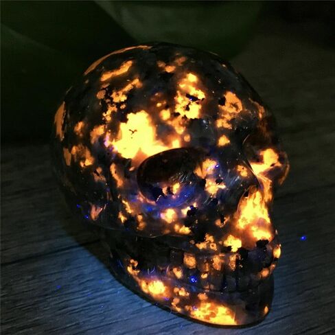 TEAMWILL 2" Natural flame's Stone Quartz Skull Crystal Hand Carved Healing 1pc in Saudi Arabia