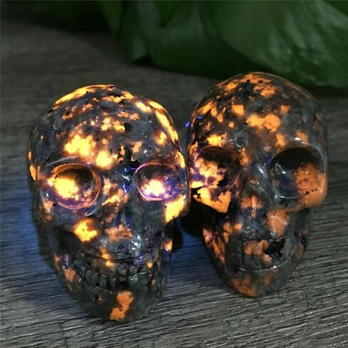 TEAMWILL 2" Natural flame's Stone Quartz Skull Crystal Hand Carved Healing 1pc in Saudi Arabia