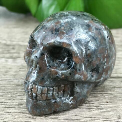 TEAMWILL 2" Natural flame's Stone Quartz Skull Crystal Hand Carved Healing 1pc in Saudi Arabia