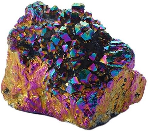 Rainbow Aura Titanium Coated Crystal Cluster,Natural Titanium Coated Crystal,TitaniumCoated Natural RockCrystal Cluster Geode Stone Specimen,CrystalEnergy Balance Reiki Home Decor in Saudi Arabia