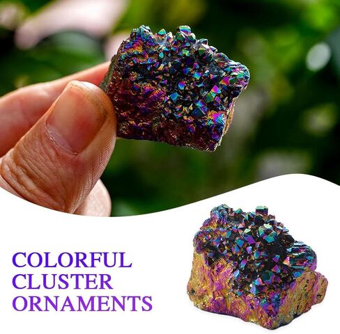 Rainbow Aura Titanium Coated Crystal Cluster,Natural Titanium Coated Crystal,TitaniumCoated Natural RockCrystal Cluster Geode Stone Specimen,CrystalEnergy Balance Reiki Home Decor in Saudi Arabia