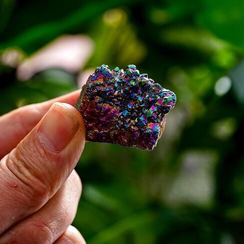 Rainbow Aura Titanium Coated Crystal Cluster,Natural Titanium Coated Crystal,TitaniumCoated Natural RockCrystal Cluster Geode Stone Specimen,CrystalEnergy Balance Reiki Home Decor in Saudi Arabia