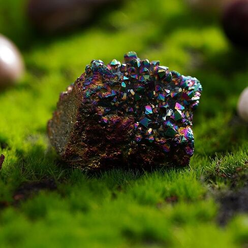 Rainbow Aura Titanium Coated Crystal Cluster,Natural Titanium Coated Crystal,TitaniumCoated Natural RockCrystal Cluster Geode Stone Specimen,CrystalEnergy Balance Reiki Home Decor in Saudi Arabia