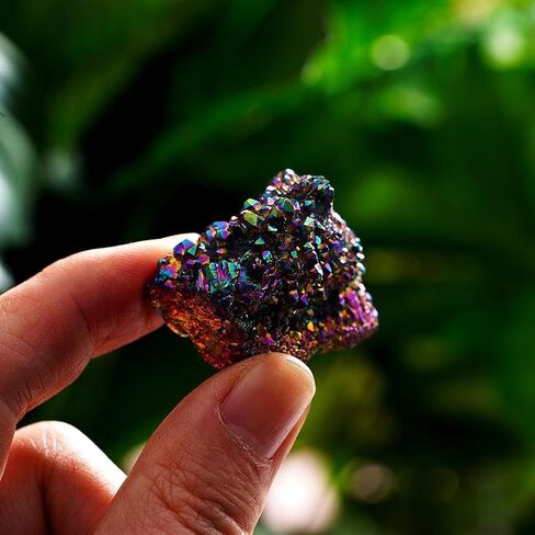 Rainbow Aura Titanium Coated Crystal Cluster,Natural Titanium Coated Crystal,TitaniumCoated Natural RockCrystal Cluster Geode Stone Specimen,CrystalEnergy Balance Reiki Home Decor in Saudi Arabia