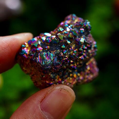 Rainbow Aura Titanium Coated Crystal Cluster,Natural Titanium Coated Crystal,TitaniumCoated Natural RockCrystal Cluster Geode Stone Specimen,CrystalEnergy Balance Reiki Home Decor in Saudi Arabia