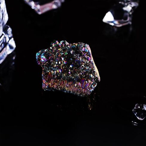 Rainbow Aura Titanium Coated Crystal Cluster,Natural Titanium Coated Crystal,TitaniumCoated Natural RockCrystal Cluster Geode Stone Specimen,CrystalEnergy Balance Reiki Home Decor in Saudi Arabia