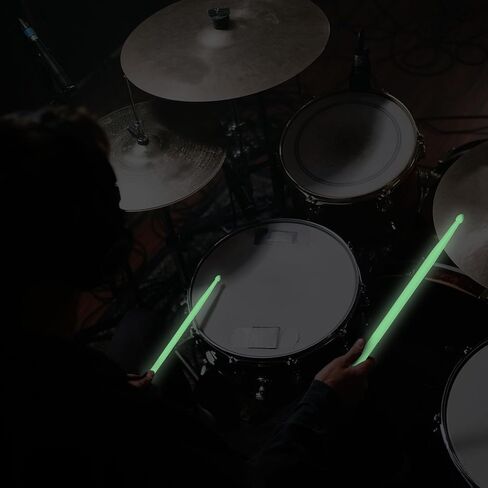 Glow Drum Sticks 2 Pairs, Luminous Classic 5A Nylon Drumsticks for Night Performance Bright Glow in the Dark Fluorescent for Stage Show Jazz Percussion Music Instrument Ideal Drummer Gifts in Saudi Arabia