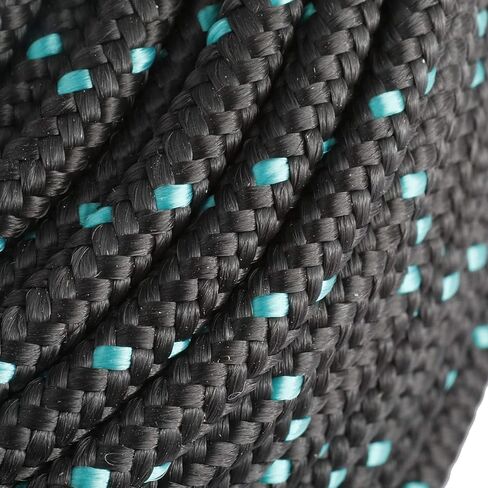 NovelBee 3/16 Inch X 100 Feet Double Braid Nylon Anchor Line with Stainless Steel Thimble and Hook (Black/Green) in Saudi Arabia