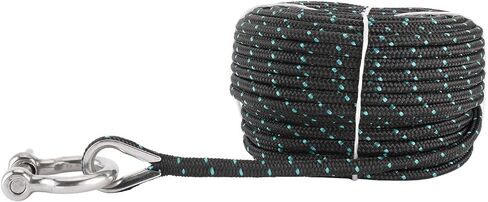 NovelBee 3/16 Inch X 100 Feet Double Braid Nylon Anchor Line with Stainless Steel Thimble and Hook (Black/Green) in Saudi Arabia