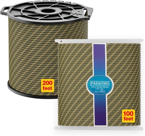 Parachute Cord 650lb 9 Strand | 550 Paracord 100 Feet Genuine Type III Nylon Rope Tent Rope Mil Spec 100% Nylon (Green,100 ft) in Saudi Arabia