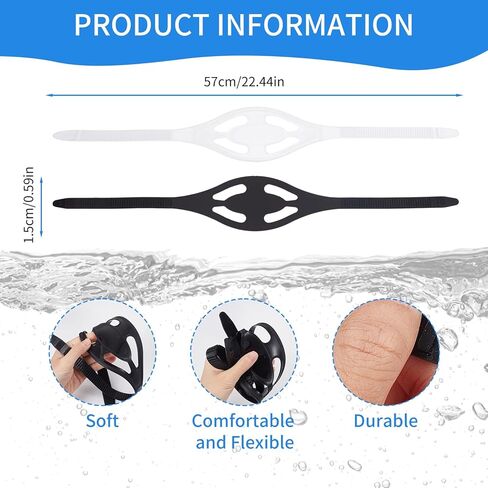 NICENEEDED 2 Pcs Scuba Mask Strap, Black and Transparent Dive Mask Strap, Universal Silicone Replacement Snorkeling Mask Strap Swimming Diving Mask Straps Head Band Spare Parts Accessories in Saudi Arabia