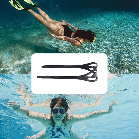 NICENEEDED 2 Pcs Scuba Mask Strap, Black and Transparent Dive Mask Strap, Universal Silicone Replacement Snorkeling Mask Strap Swimming Diving Mask Straps Head Band Spare Parts Accessories in Saudi Arabia