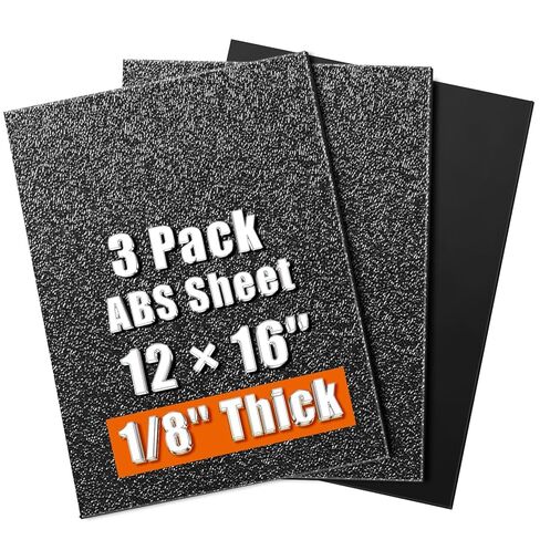tutata ABS Plastic Sheet 1/8 Inch Thick 12" x 16", 3mm ABS Sheet, Textured Front & Smooth Back, Black Thermoform Board for Automotive, Structural Crafts, DIY Home Decor, 3 Pack in Saudi Arabia
