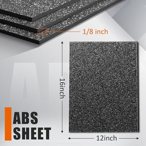 tutata ABS Plastic Sheet 1/8 Inch Thick 12" x 16", 3mm ABS Sheet, Textured Front & Smooth Back, Black Thermoform Board for Automotive, Structural Crafts, DIY Home Decor, 3 Pack in Saudi Arabia