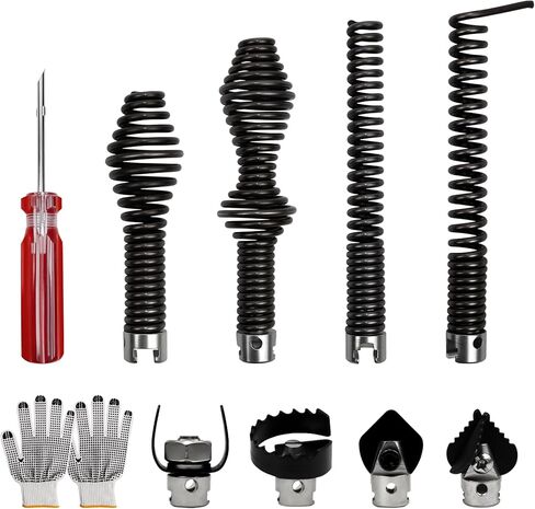 10-Piece Drain Snake Attachments for Ridgid K-400 Accessories, Drain Snake Drill attachment includes Cutting tools, Sawtooth, Glove for C4/6/7/8 in Saudi Arabia