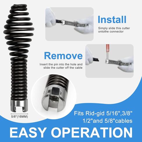 10-Piece Drain Snake Attachments for Ridgid K-400 Accessories, Drain Snake Drill attachment includes Cutting tools, Sawtooth, Glove for C4/6/7/8 in Saudi Arabia