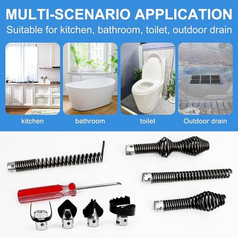10-Piece Drain Snake Attachments for Ridgid K-400 Accessories, Drain Snake Drill attachment includes Cutting tools, Sawtooth, Glove for C4/6/7/8 in Saudi Arabia