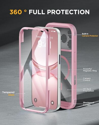 Miracase for iPhone 16 Pro Max Case 6.9'', [Bubble Free] Full-Body Bumper Phone case with Built-in Full Glass Screen &Lens Protector,Compatible with MagSafe,Drop Proof 16 Pro Max Cover,Blue in Saudi Arabia
