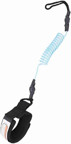 Stand Up Paddle Board Leash, 5ft Surfboard Coiled Leash with Super Strong 5mm PU Cord and Adjustable Ankle Cuff, for Bodyboard Surfboard Paddleboard (Black) in Saudi Arabia