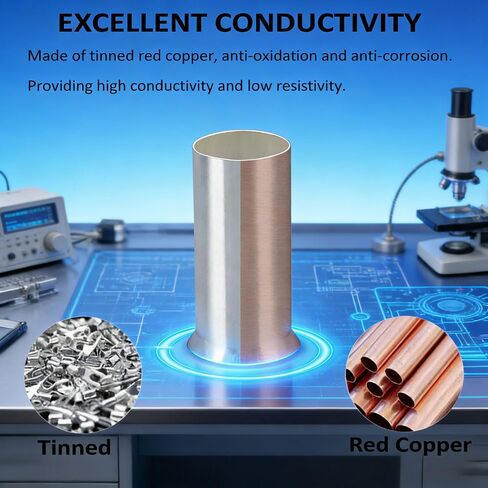 600 Pcs 7 Sizes Wire Ferrules Kits - Tinned Copper Crimp Connector AWG 22-10 Non Insulated Ferrules Pin Cord End Terminal Assortment Kit in Saudi Arabia