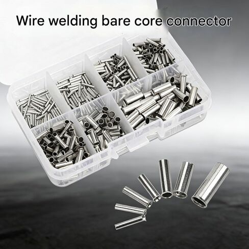600 Pcs 7 Sizes Wire Ferrules Kits - Tinned Copper Crimp Connector AWG 22-10 Non Insulated Ferrules Pin Cord End Terminal Assortment Kit in Saudi Arabia